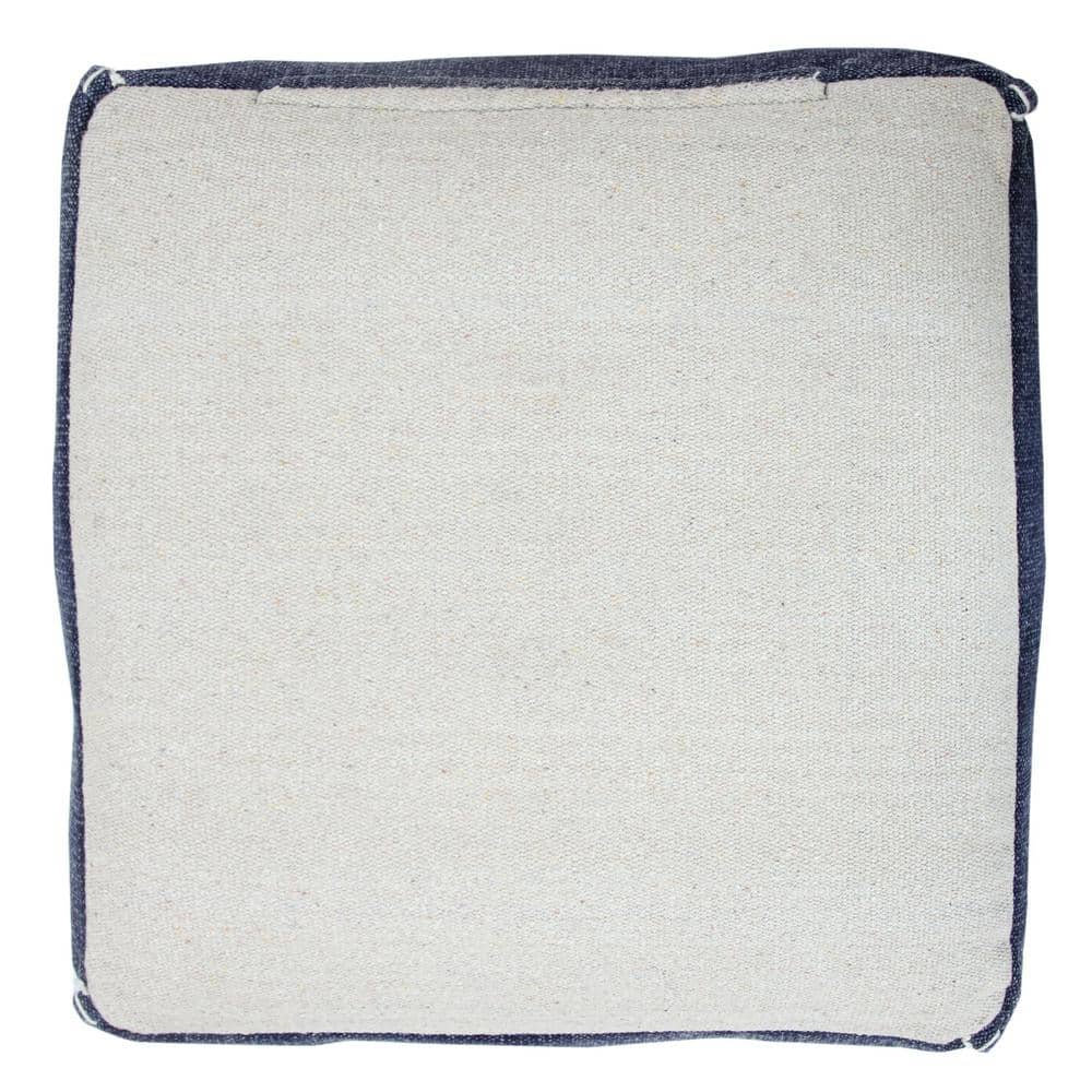 Handcrafted Navy and White Cotton Geometric Pouf Ottoman