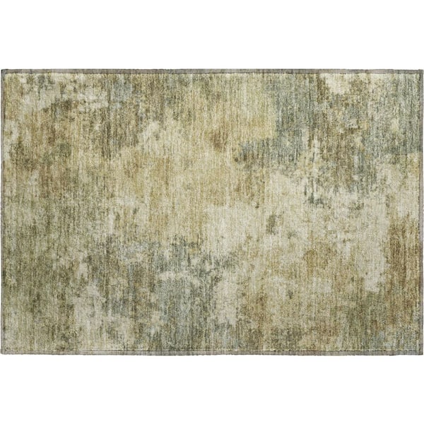 Mayfield Premium Machine Washable Abstract AMF2363 Wheat 2 ft. x 3 ft. Accent Rug