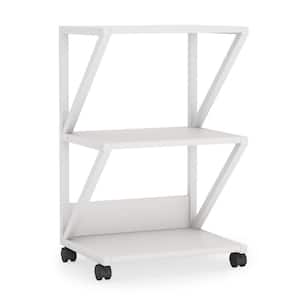 Patrick White Mobile Printer Stand with Storage Shelves 3-Shelf Rolling Printer Cart Under Desk for Home Office