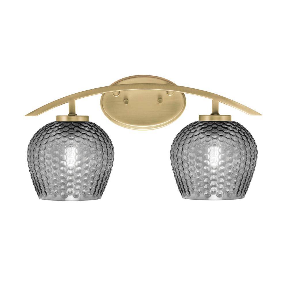 Siena 18.25 in. 2-Light Vanity Light New Age Brass with 6 in. Smoke Texture