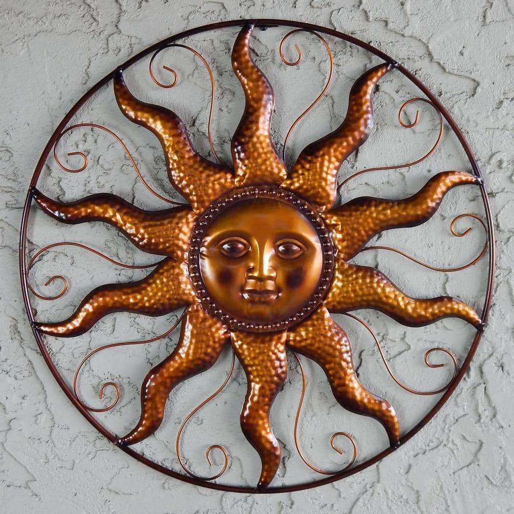 25-Inch Bronze Steel Sun Decorative Wall Art