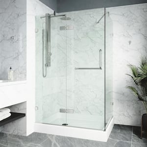 Monteray 32 in. L x 48 in. W x 79 in. H Frameless Pivot Shower Enclosure Kit in Brushed Nickel with 3/8 in. Clear Glass