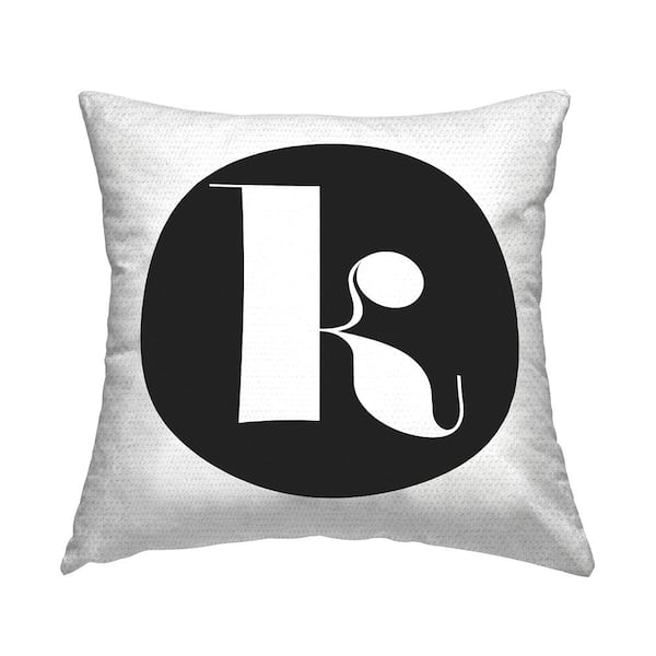Stupell Industries Black Initial K Square Outdoor Throw Pillow
