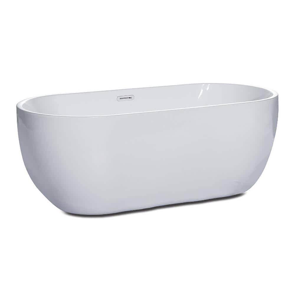 59'' White Acrylic Free Standing Soaking Bathtub