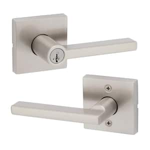 さき Kwikset Halifax Square Satin Nickel Keyed Entry Door Handle Handle
