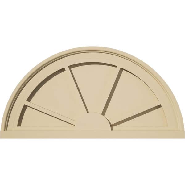 Ekena Millwork 24-in. W x 12-in. H x 2-in. P Half Round 4 Spoke Signature Urethane Pediment, Primed Tan