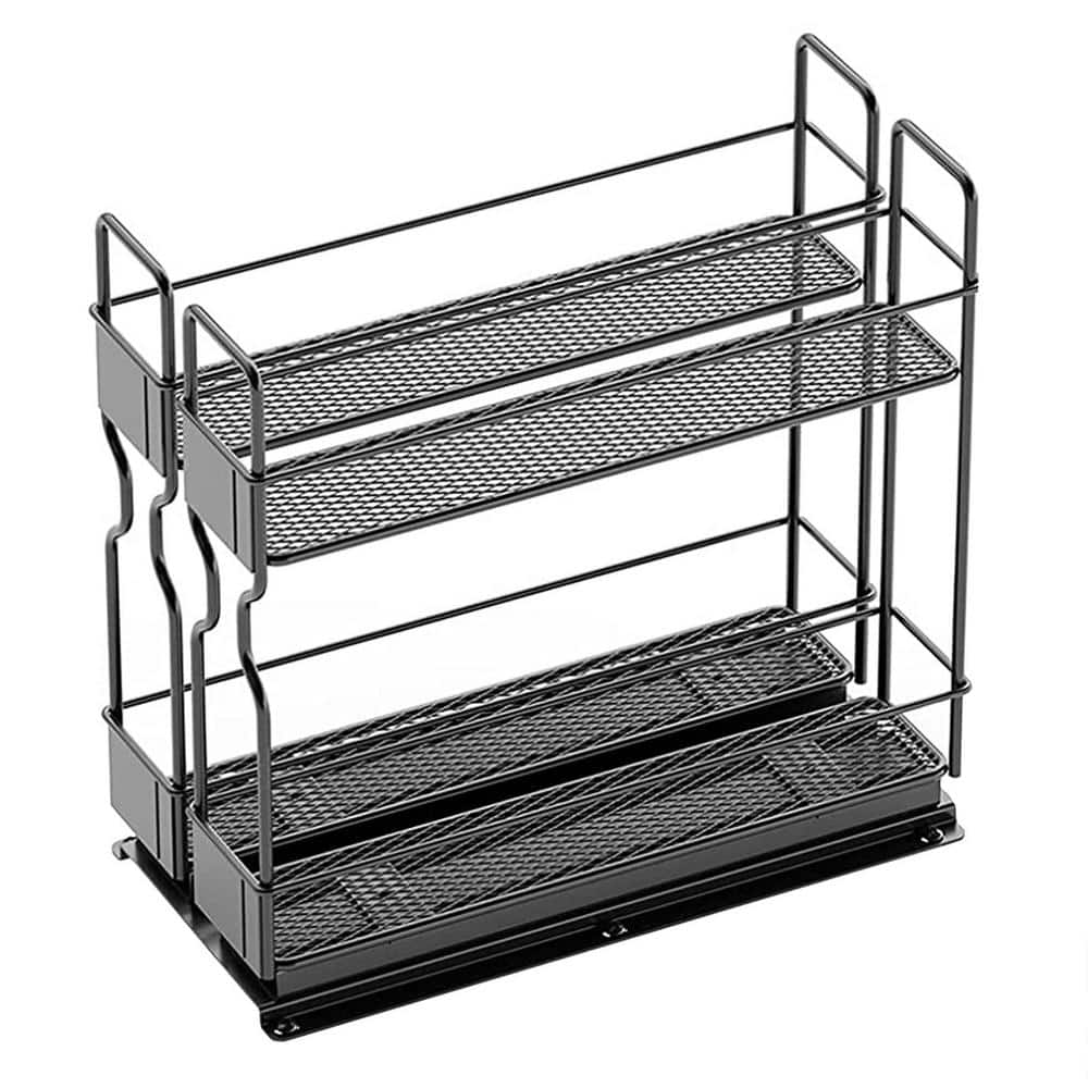 HomLux 2-Tier 17 in. W x 21 in. D Silver Metal Individual Pull Out Cabinet Organizer