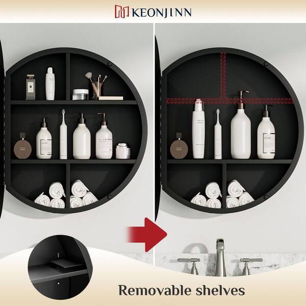 KeonJinn 28 in. W x 28 in. H Round Brushed Nickel Metal
