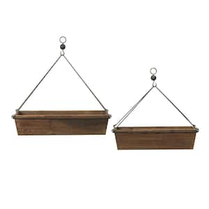S/2 Wood and Metal Planters