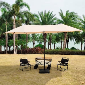 13 ft. Market Patio Umbrella 2-Side in Beige with Mobile Base