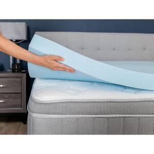 Air Cool IQ 3 in. Twin Thick Density Gel Memory Foam Mattress Topper with Fitted Cover and 18 in. Skirt