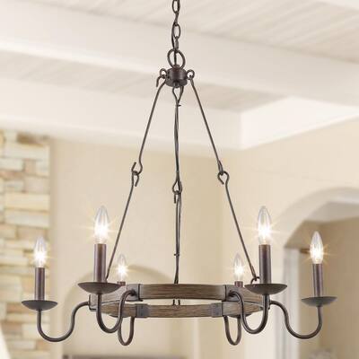 LNC Linear Bronze Rustic Chandelier, 3-Light Barn Black Pendant ...