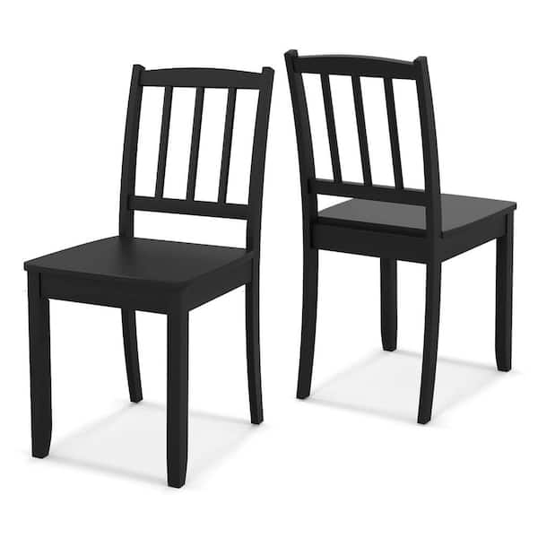 Costway 34 in. Height Black Solid Wood Side Chair Armless Dining Chair with Rubber Wood Legs Curved Backrest Set of 2