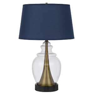30 in. Antiqued Brass Standard Light Bulb Urn Bedside Table Lamp