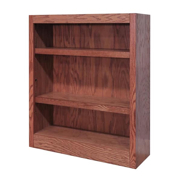 Concepts In Wood 36 in. Dry Oak Wood 3-shelf Standard Bookcase with Adjustable Shelves