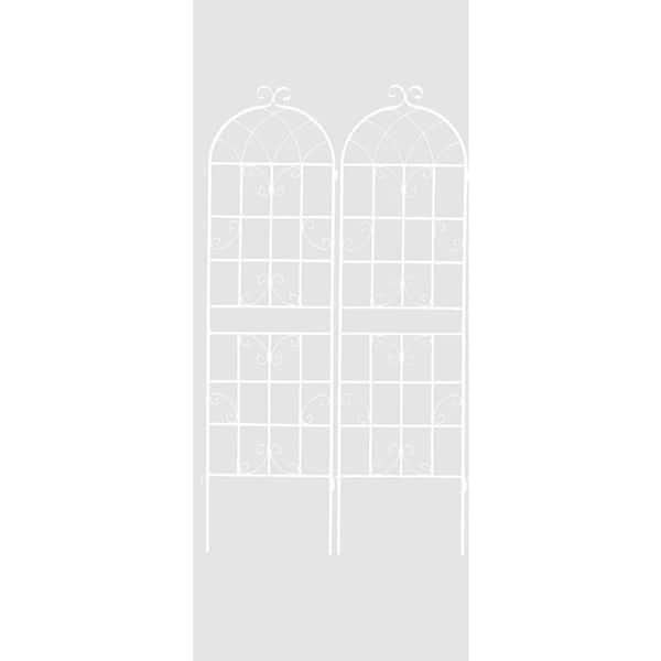 40 in. x 71 in. in White Metal Garden Trellis for Climbing Plants Outdoor Flower Support (2-Pack)
