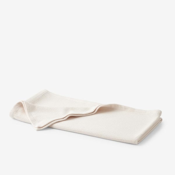 The Company Store Cotton Weave Ivory Solid Woven Throw Blanket
