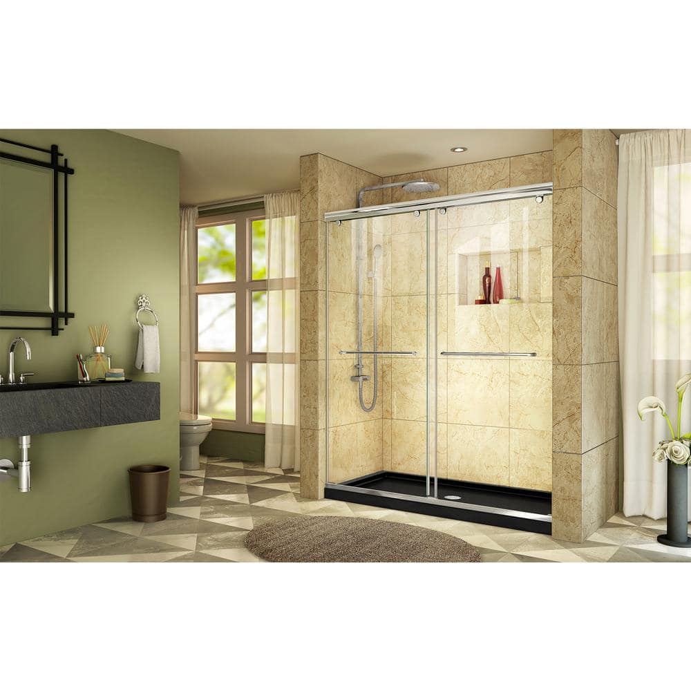 Charisma 60" Frameless Clear Glass Sliding Shower Kit with Brushed Nickel Hardware