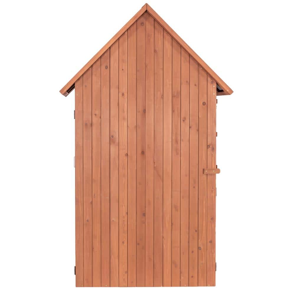 Medium Brown Cypress Wood Multi-Compartment Storage Shed with Drop Table