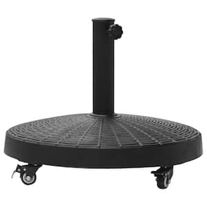 50 lbs. Resin, Steel Patio Umbrella Base with Wheels in Black