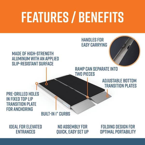 SUITCASE 4 ft. Singlefold Portable Aluminum Wheelchair Ramp with Applied Surface
