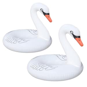 42 in. Solar Powered Inflatable Swan Pool Float with Colorful Lights for Adults (2-Pack)
