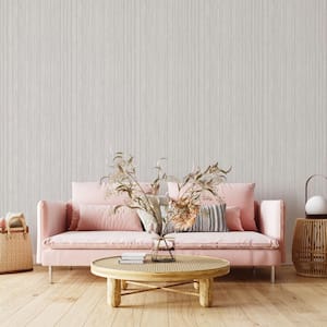 Sterling Silver Grasscloth Removable Vinyl Peel and Stick Wallpaper, 28 sq. ft.
