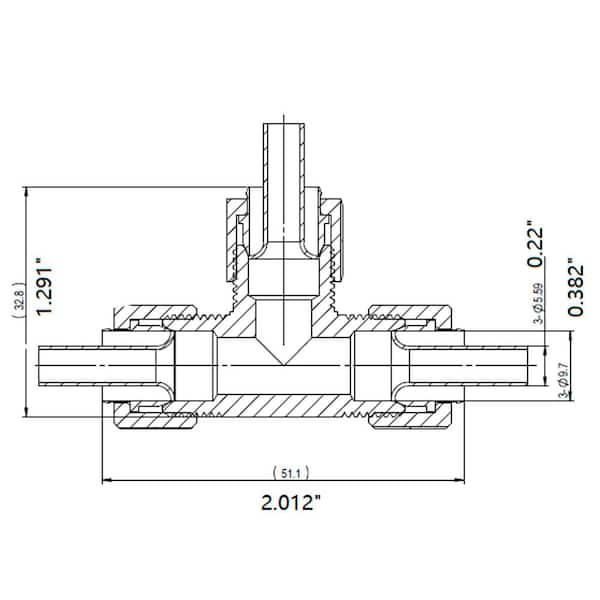 3/8 in. OD Compression Brass Tee Fitting