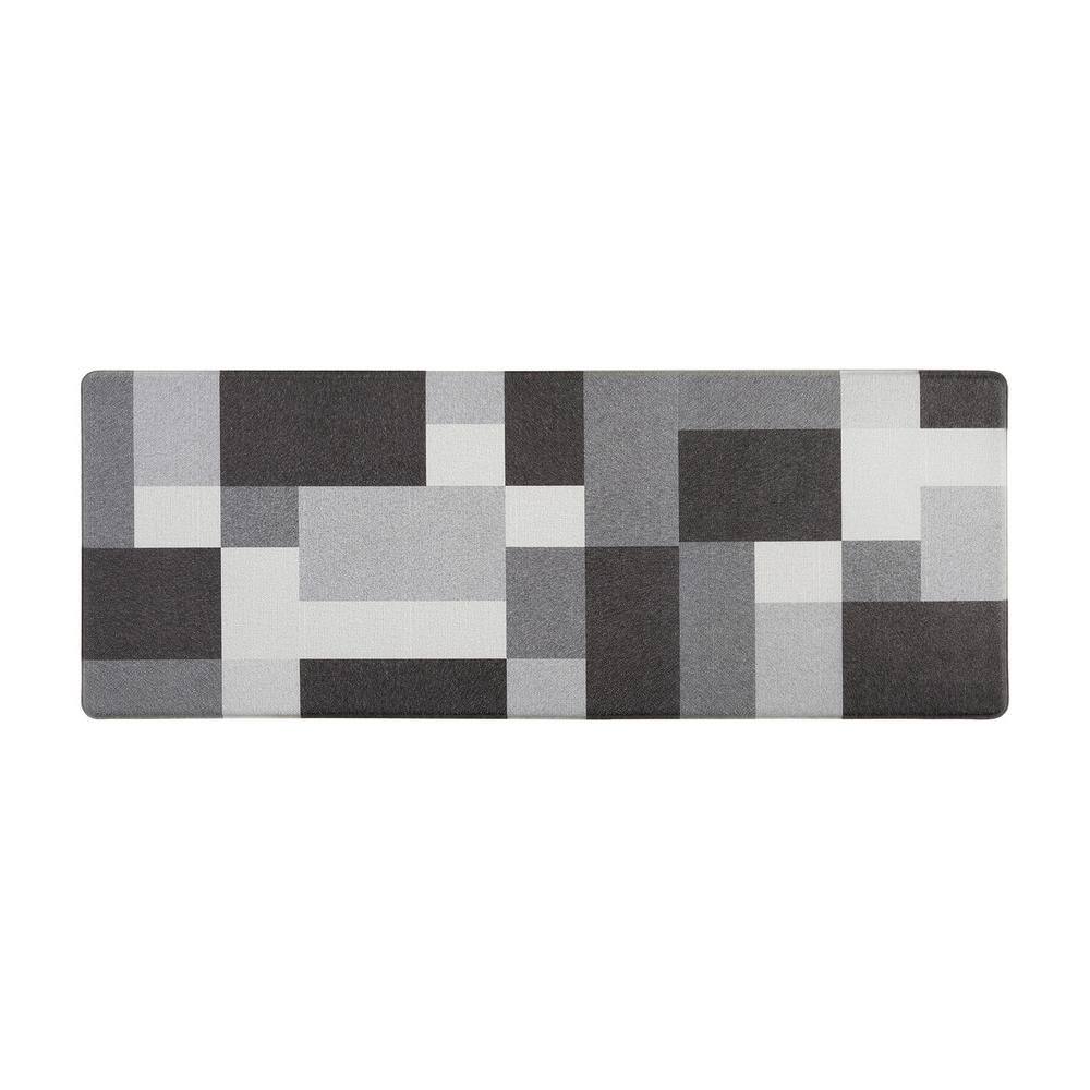 Gray Modern Geometric Anti-Fatigue Standing Mat 18" x 47"
