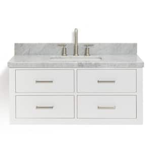 Hutton 43 in. W x 22 in. D x 19.6 in. H Bath Vanity in White with Carrara White Marble Top
