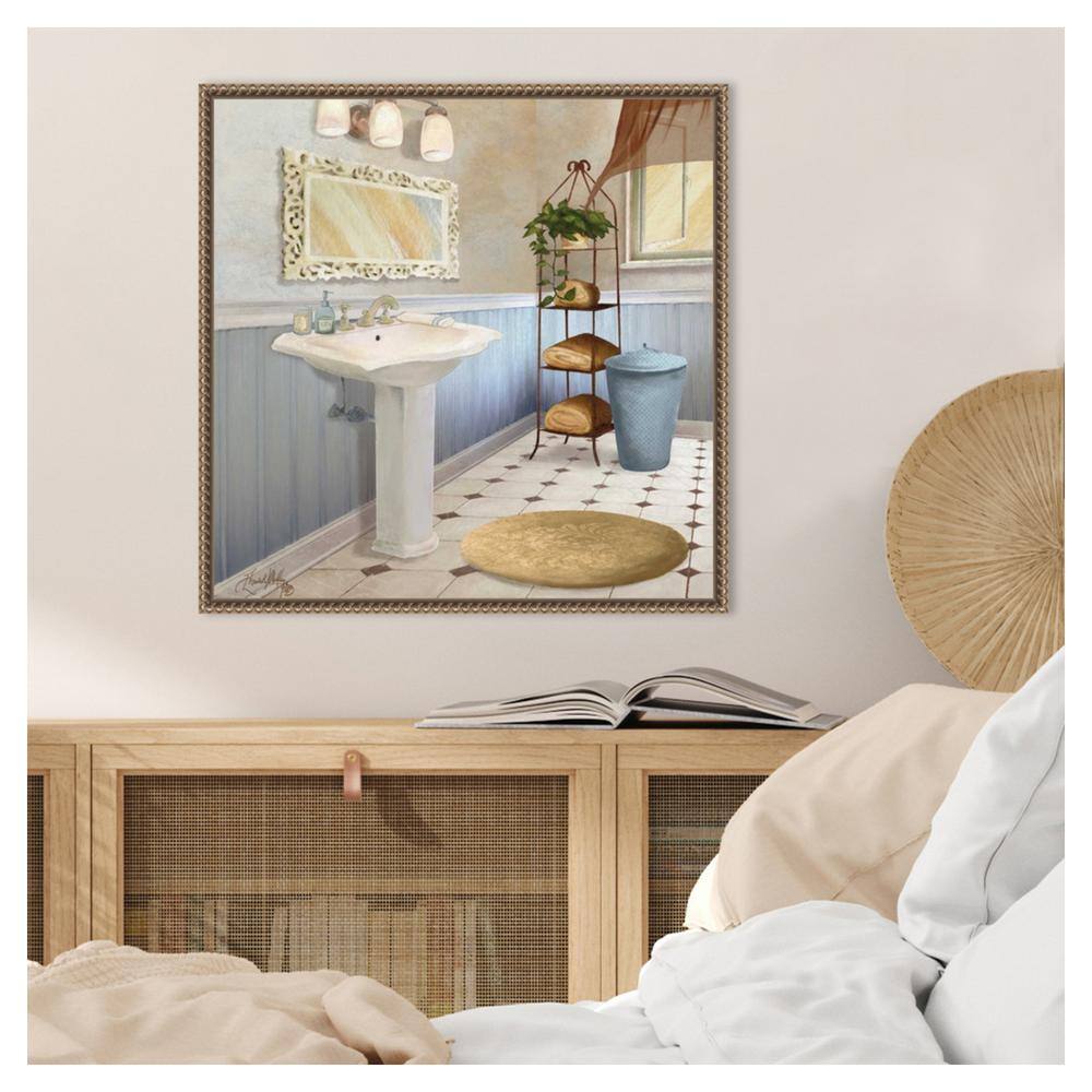 Sundance Bath II Antique Beaded Framed Canvas Wall Art, 22" x 22"