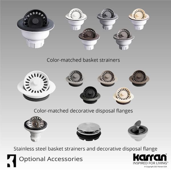 Karran QT-712 Drop-In Quartz Composite 33 in. 1-Hole Single Bowl Kitchen Sink in Black