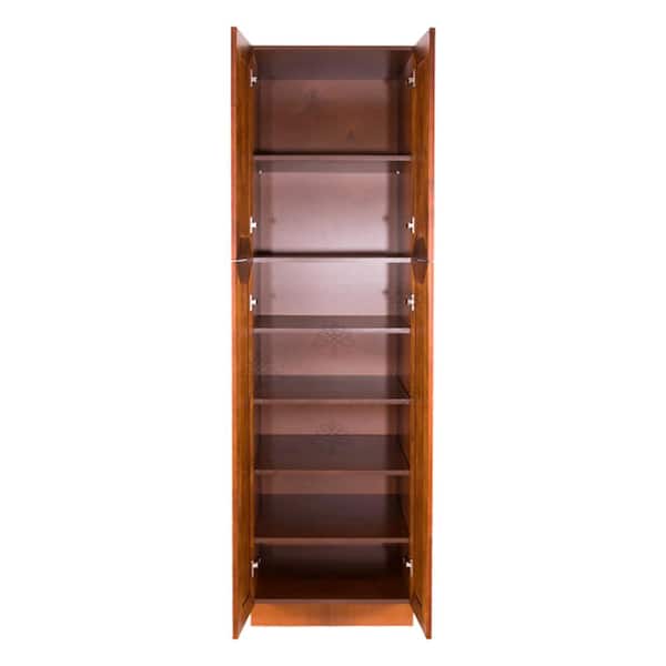 LIFEART CABINETRY Cambridge Assembled 18 in. x 96 in. x 24 in. Tall Pantry with 2 Doors in Chestnut