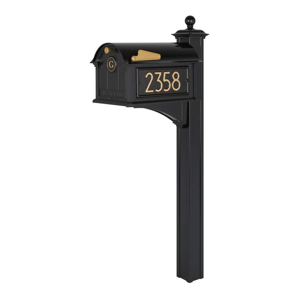 Modern Balmoral Black/Gold Monogram Mailbox Package