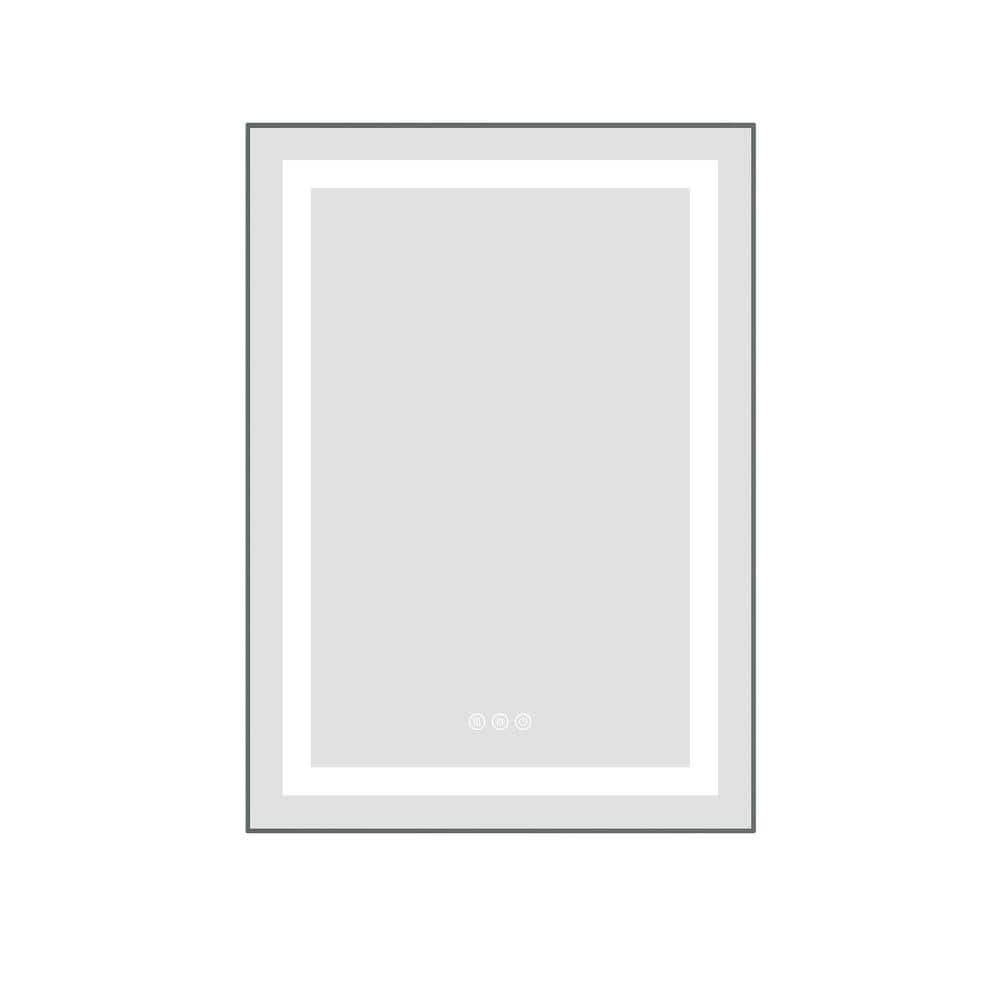 24 in. W x 32 in. H Rectangular Aluminum Framed LED Wall Bathroom Vanity Mirror Anti-Fog and Dimmable Memory in Gun Ash price history on PriceWatchPro