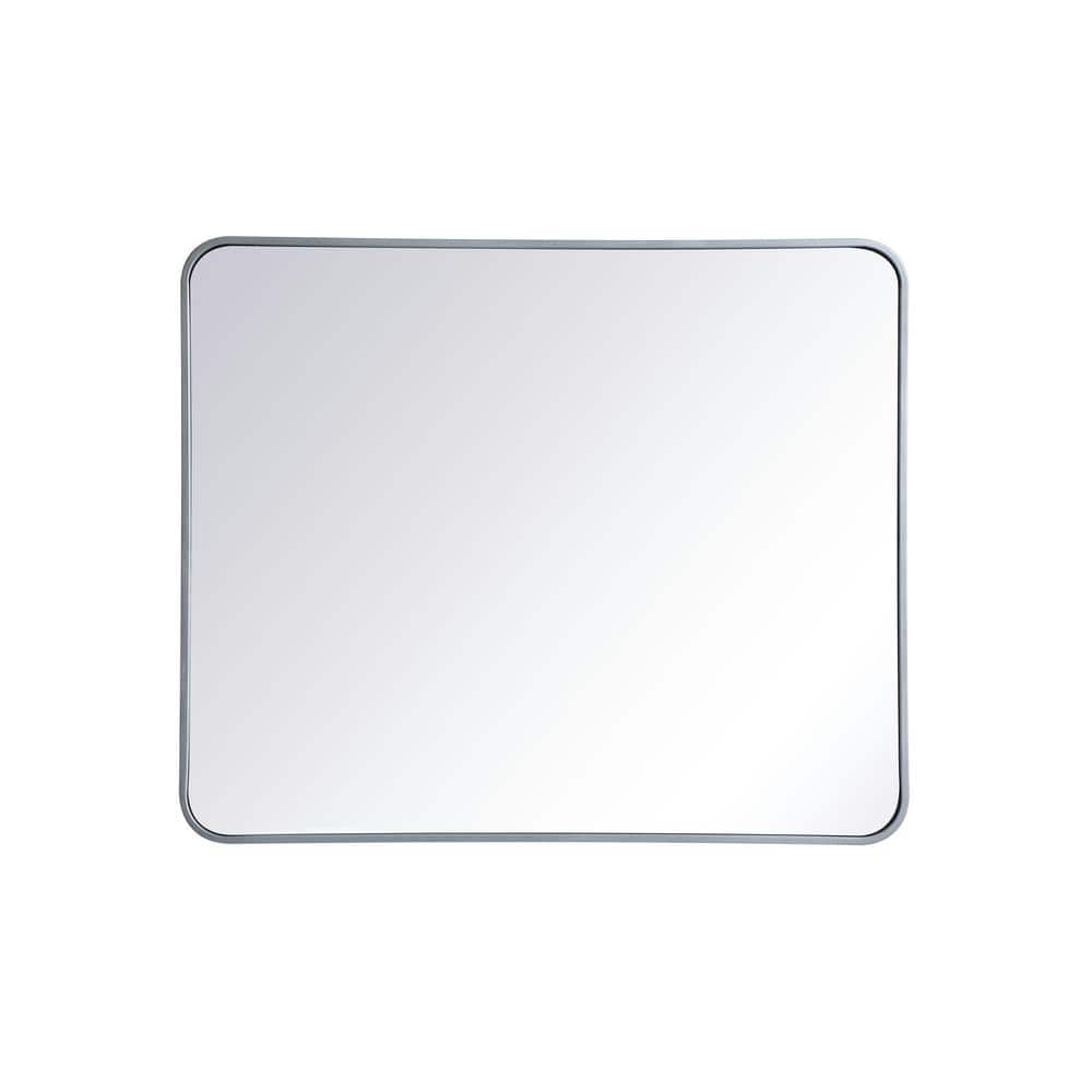 Timeless Home 36 in. H x 30 in. W Silver Modern Soft Corner Rectangular Wal