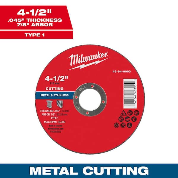 4-1/2 in. x .045 in. x 7/8 in. Metal Cut Off Wheel -Type 1