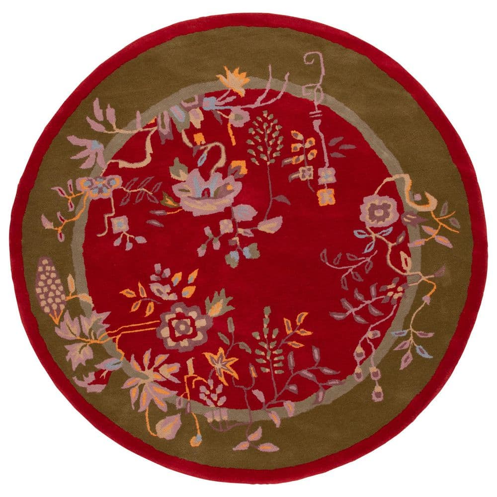 Metro 6 ft. x 6 ft. Red/Green Ornate Floral Border Round Area Rug price history on PriceWatchPro