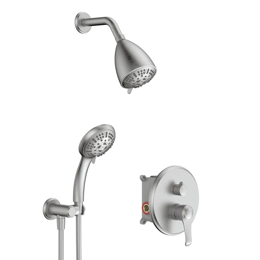 Single Handle 9-Spray Patterns 2 Showerheads Shower Faucet Set 1.8 GPM with