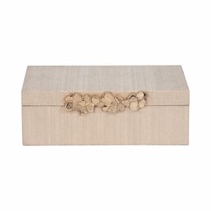 Gold 12 in. x 4 in. Wood Faux Leather Glittering Shimmer Decorative Box