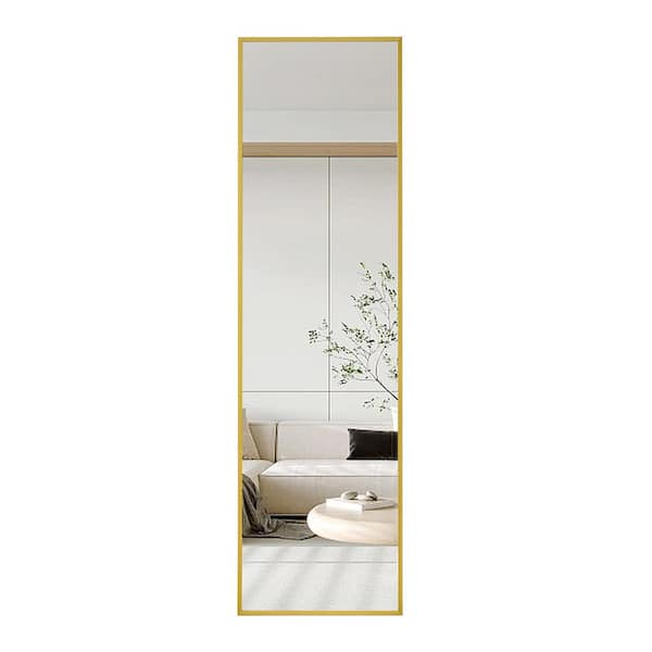 Tileon 13.8 in. W x 48 in. H Large Rectangular Aluminium alloy Metal Framed Wall Bathroom Vanity Mirror in Gold