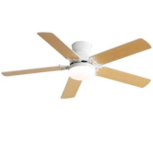 Low Profile 42 in. Indoor Ceiling Fan in White with LED light 5 Blades, Noiseless Motor & Remote Control