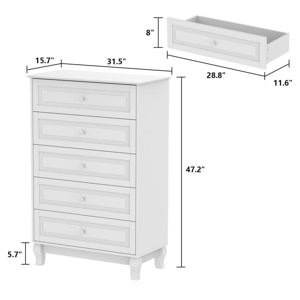 Black MDF 5-Drawer Vertical Chest of Drawers