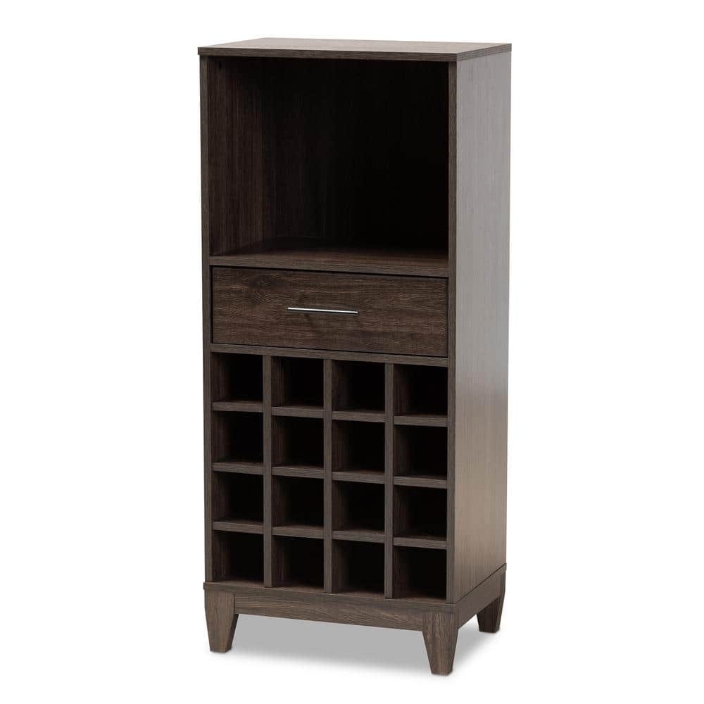 Trenton Dark Brown Wood 1-Drawer Wine Storage Cabinet