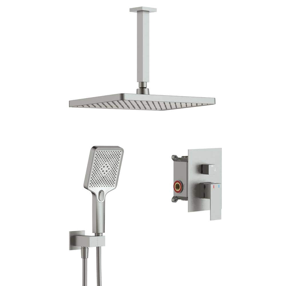 Single Handle 4-Spray Patterns 2 Showerheads Shower Faucet Set 1.8 GPM with