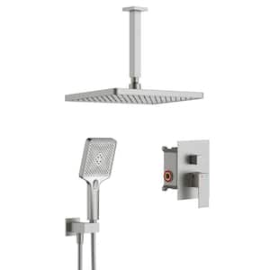 Single Handle 4-Spray Patterns 2 Showerheads Shower Faucet Set 1.8 GPM with High Pressure Hand Shower in Brushed Nickel