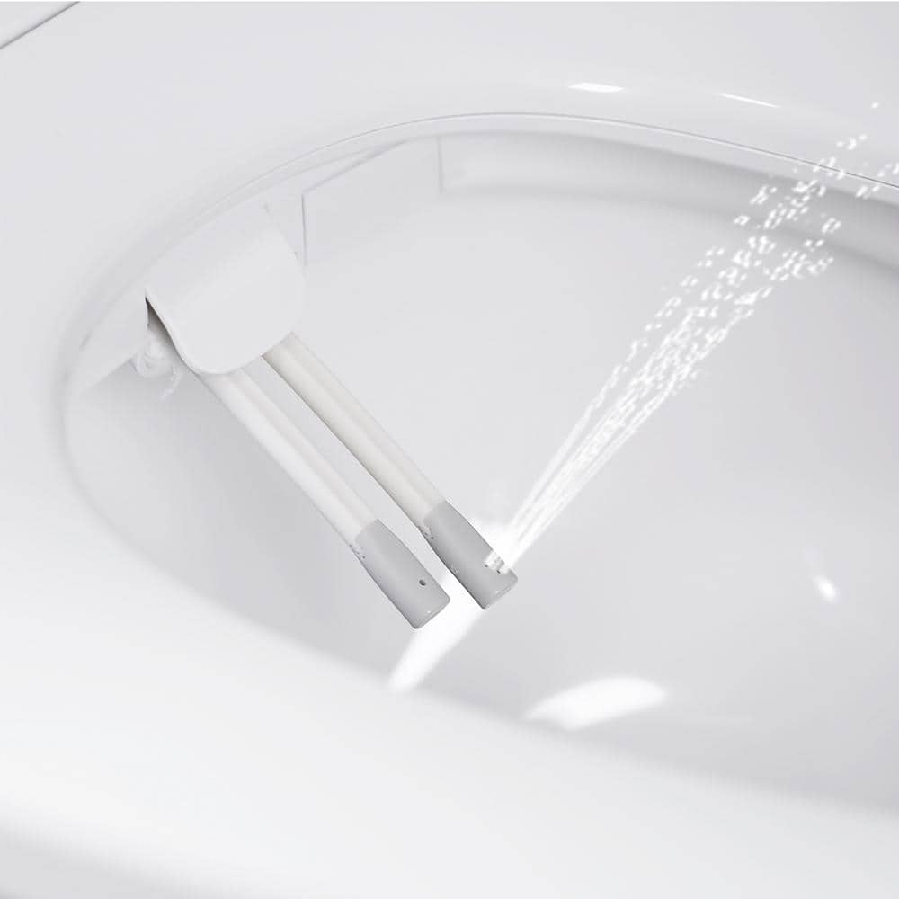 White Elongated Heated Smart Toilet Seat with Bidet and Night Light