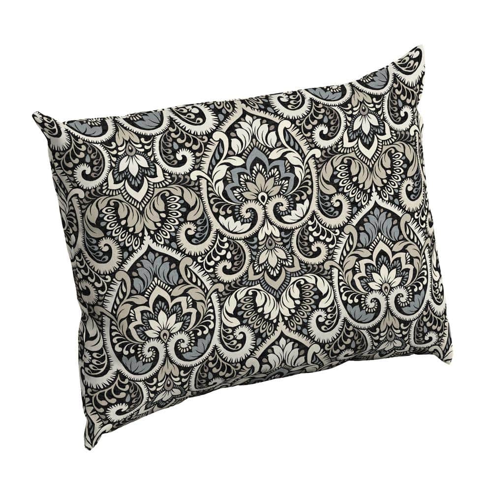 Black and Gray Polyester Outdoor Rectangular Pillow