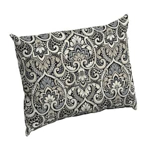 Black Aurora Damask Rectangle Outdoor Throw Pillow