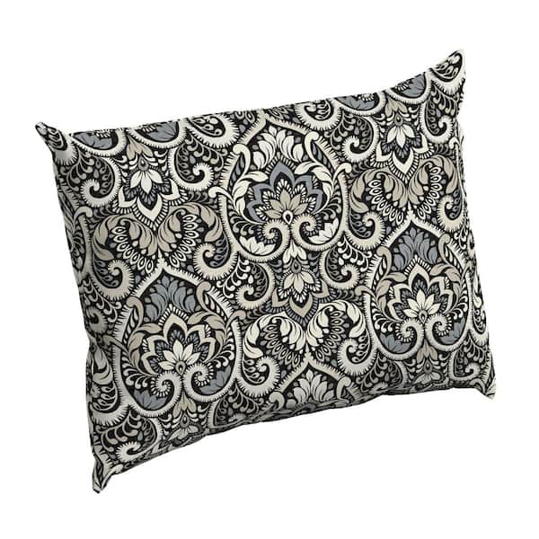 ARDEN Black Aurora Damask Rectangle Outdoor Throw Pillow